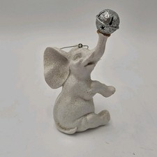 White Glitter Elephant Ornament Resin