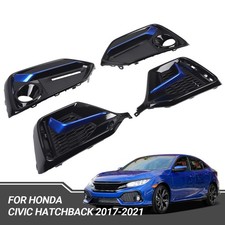 Front & Rear Bumper Fog Light Garnish Cover For 2017-2021 Honda Civic Hatchback