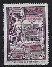 Reklamemarke Leipzig, Offizielle Papiermesse, Merkur-Statue 