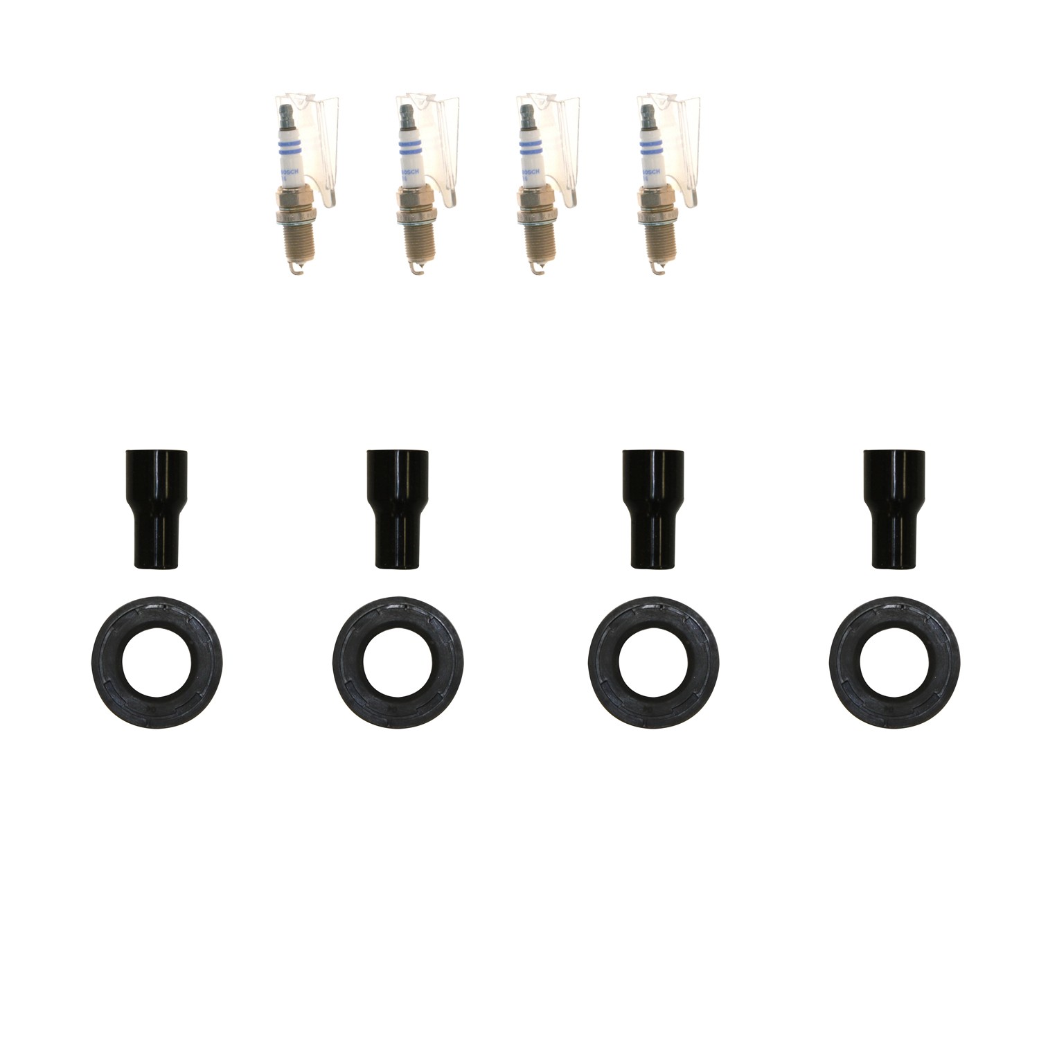 Bosch 4 Double Iridium Spark Plugs  NGK Coil Boots Kit for xB Matrix 2.4L L4