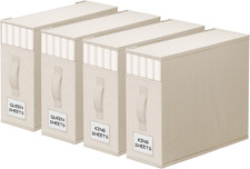 4 Pack Bed Sheet Closet Organizers and Storage,Sturdy Foldable Storage Contai...