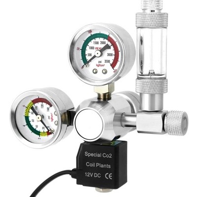 QWORK Aquarium CO2 Druckminderer Dual-Gauge-Display mit Blasenzähler - 1 Stück