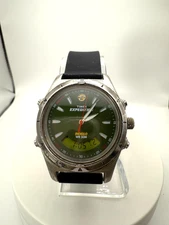 Timex Expedition Men Green Dial Leather Quartz Analog Digital 38mm Indiglo