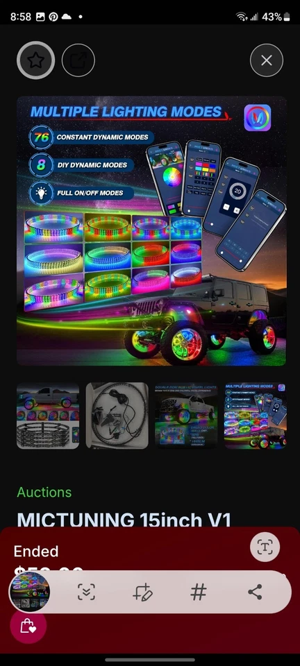 NUEVO 15 pulgadas Doble Fila LED Anillo de Rueda Llanta Luz Sueño RGB Persecución Para Camiones Coches Foto 4 de 4