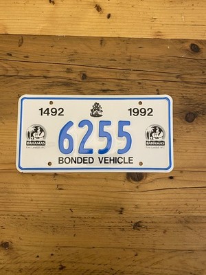 Seltenes Bahamas - 1492 BONDED VEHICLE 1992 - Autokennzeichen 6255