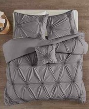 Madison Park Leila Ruched Puckered Diamond 4-Pc. Duvet Cover Set - FULL / QUEEN