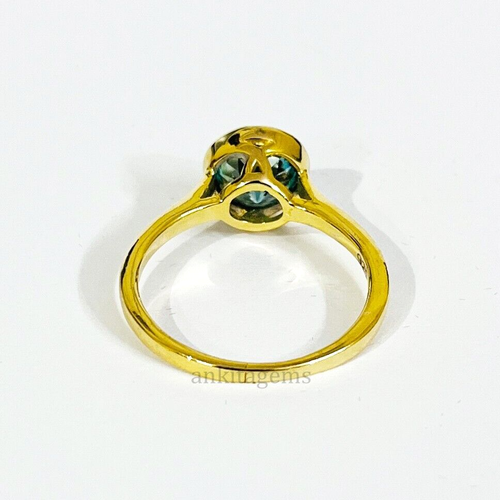 3CT Azul Creado en Laboratorio Diamante Anillo Oro Amarillo Chapado Portuguesa - Imagen 4 de 6