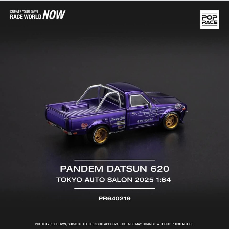 1:64 Pop Race Datsun 620 Purple Chrome Pandem 2025 Tas Tokyo