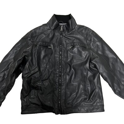 Men's Black Whispering Smith Jacket XXL Faux Leather Bomber Jacket