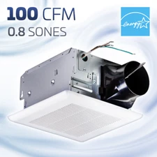 ACiQ Efficient 100 CFM Compact Bathroom Ceiling Exhaust Vent Fan, Quiet .8 Sones