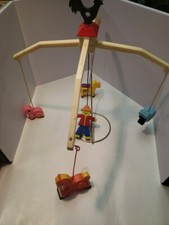 Fisher Price 1972 Baby Crib Playpen Farm Mobile Colorful Made In Hong Kong