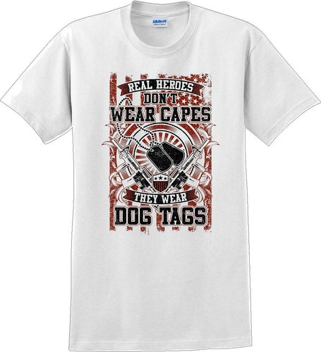 REAL HEROES DON'T WEAR CAPES, Veterans day Soldier USA Support T-Shirt - Picture 7 of 15