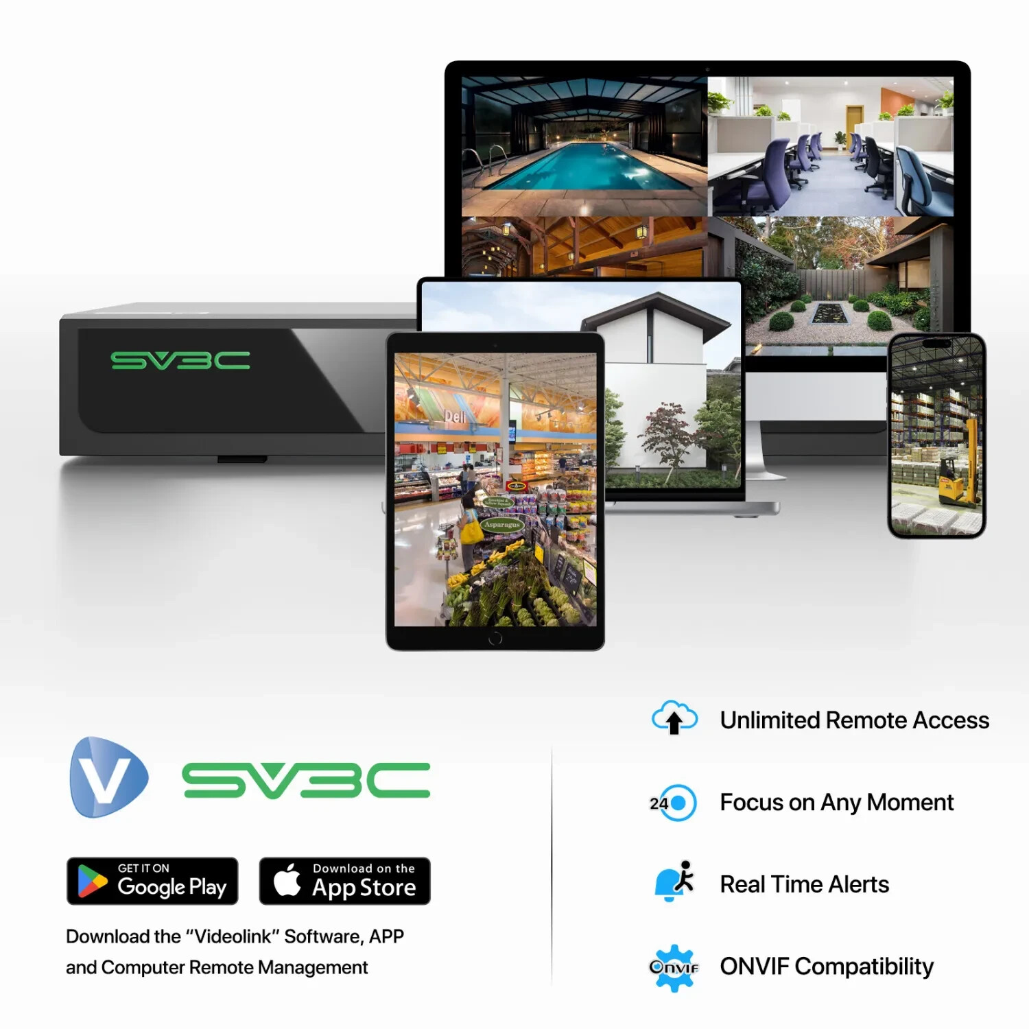 SV3C 4K 16 Channel POE NVR 8Port Network Video Recorder for Home Security System