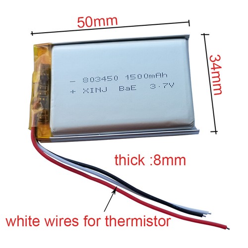 3.7V 1500mAh Rechargeable Li Battery Lipo 803450 083450 3Pin 3 Wires