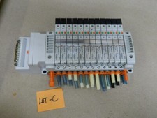 SMC VQ1000 Pneumatic Manifold 12 - Port with 12 each VQC1A01NY-5 Solenoids LOT C