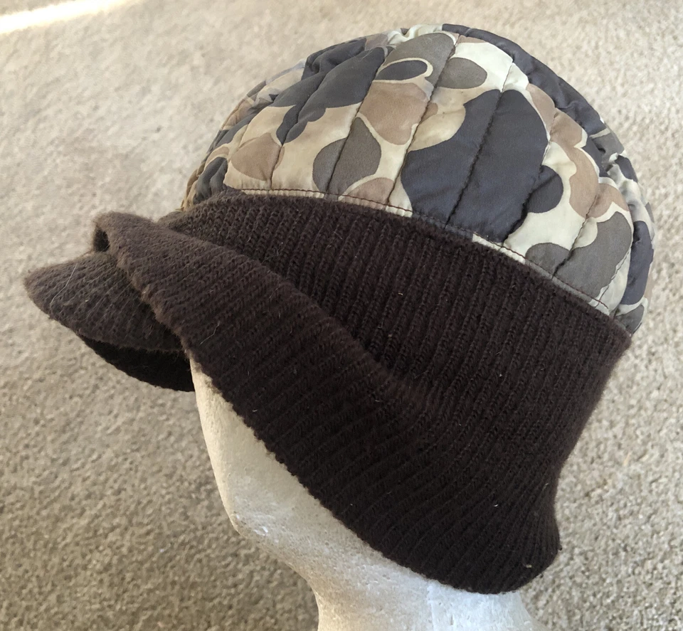 Columbia Sportswear Co Portland Ore. USA Camo Cap Hat vtg 60s 70s Insulated Knit - Image 3 of 4