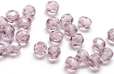50 Lt Lavender Glass Faceted Beads 6 MM