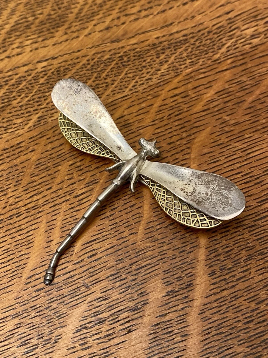Vintage Mexican Sterling Silver Dragonfly Brooch Pin 925