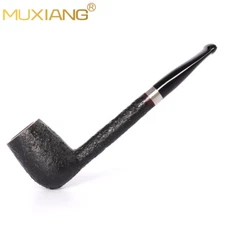 Sandblasted Canadian Pipe Briar Wooden Tobacco Pipe Straight Cumberland Stem