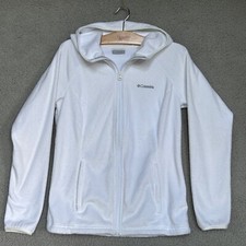 Columbia Womens Sz Small Super Soft White Fleece Full Zip Hoodie