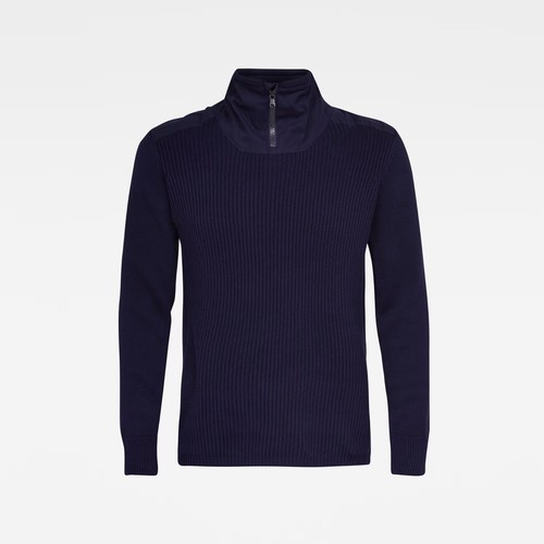 Designer Rare G-STAR RAW Men's $380 High Collar Ribbed Zip Knitted Sweater M - Picture 5 of 6