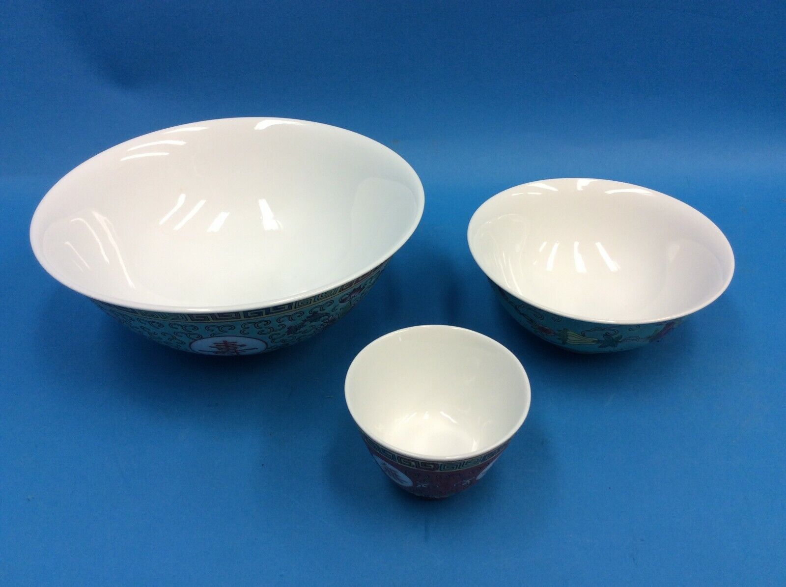 Mixed Vintage Lot 3 Used Made in China Porcelain 06 N 21 Rice Bowls  Enamelware