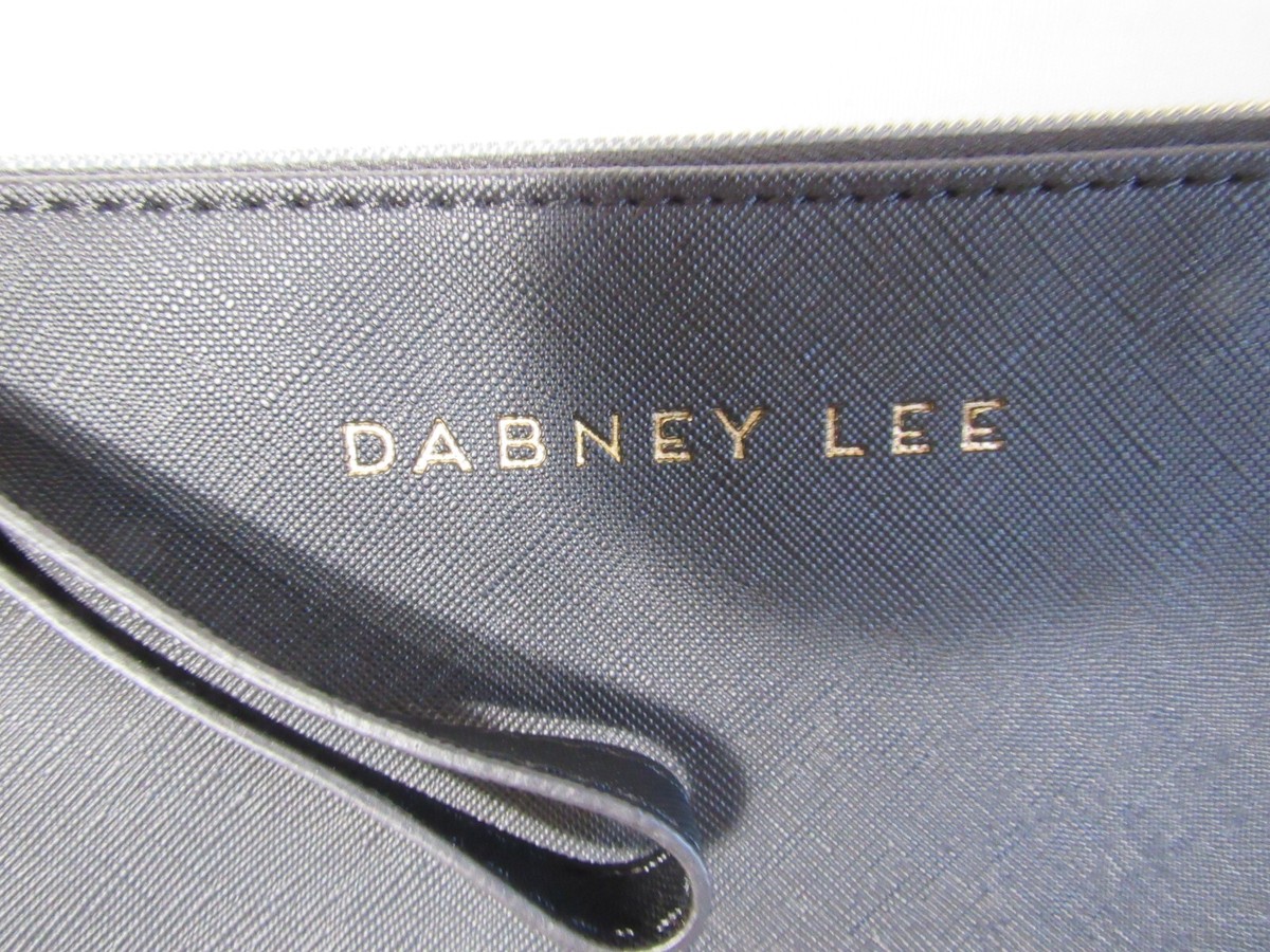 Dabney Lee Black Logo Zip Close Lined Wristlet Bag EUC View 3