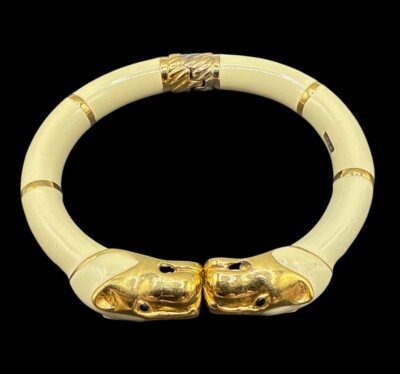 Craig Drake signiert Italien Emaille auf 925 Sterling Scharnier Armband Panther 7'' J17