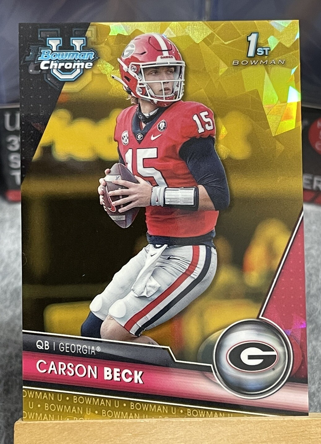 CARSON BECK 2023 Bowman-U Chrome GOLD SAPPHIRE /50 Georgia Bulldogs 1st Bowman