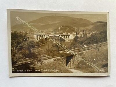 Photo postcard Bruck an der Mur new railway bridge 1936 used
