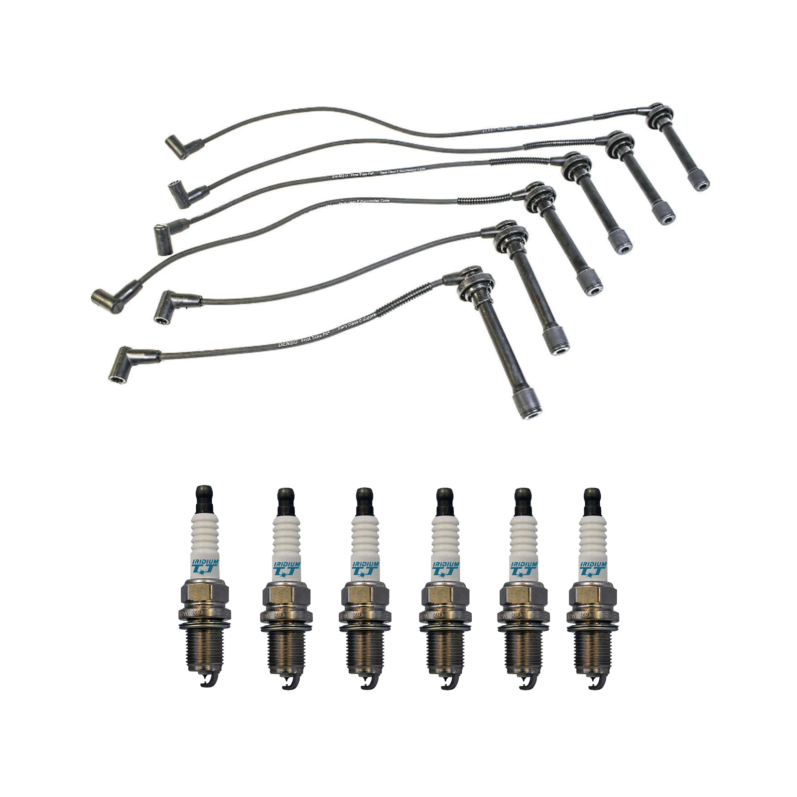Denso Wire Set 7mm  6 Iridium TT Spark Plugs 0.04 Kit For Honda Isuzu 3.2L V6