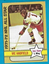 Topps 1972 NHL All-Star Vic Hatfield Hockey Card #132