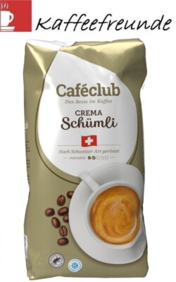 1KG CAFECLUB SUPERCREME SCHWEIZER SCHÜMLI KAFFEE BOHNEN