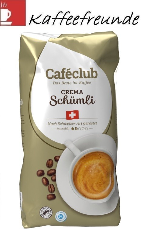 1KG CAFECLUB SUPERCREME SCHWEIZER SCHÜMLI KAFFEE BOHNEN