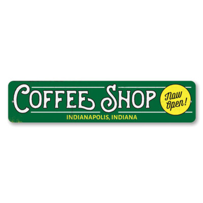 Coffee Shop Sign, Personalized Now Open Sign, Custom Barista Metal Decor Sign
