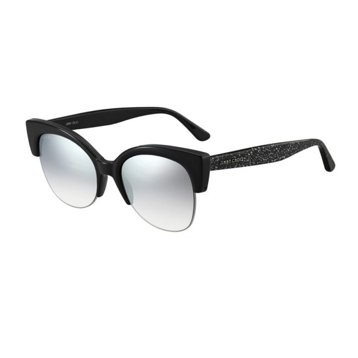 New Jimmy Choo Priya/s Cat Eye Sunglasses NS8 IC Shiny Black 