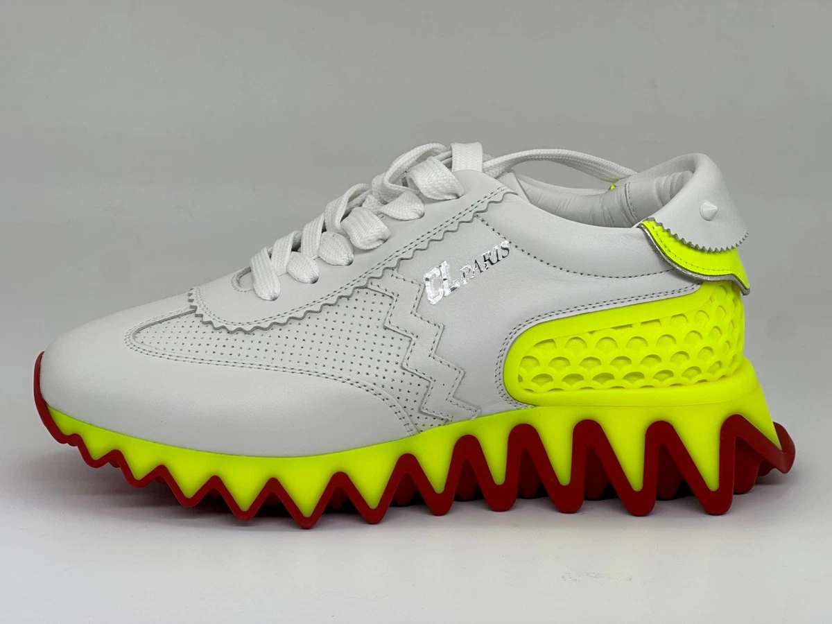 Christian Louboutin LOUBISHARK DONNA Leather Sneakers Shoes Fluo