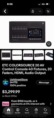 ETC ColorSource 20 Lighting Control Console 512ch 20 Faders Touch HDMI DMX
