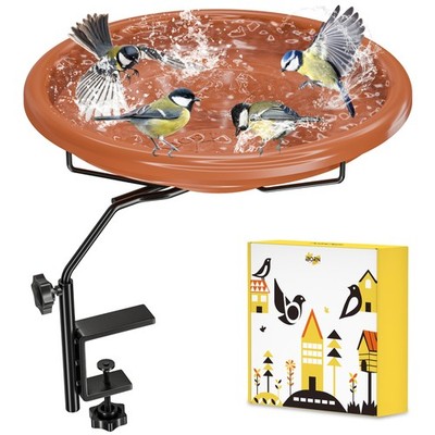 Bird Bath for Outside,Deck Mounted Bird Bath 12in，Birds Baths for Outdoors wi...