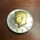 DANBURY MINT - 1973 D UNCIRCULATED KENNEDY HALF DOLLAR -  GOLD AND SILVER PLATED