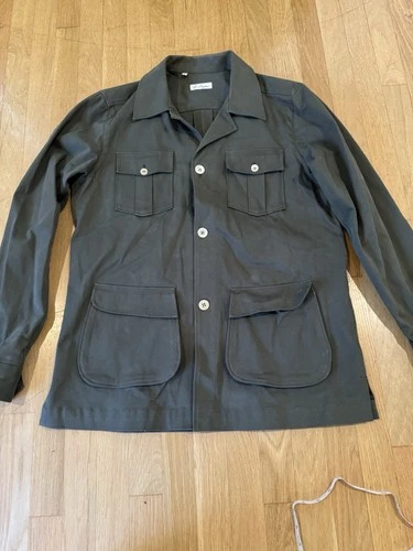 G. Inglese Men’s Dark Green Cotton Safari Jacket Size Large Made in Italy  image 2
