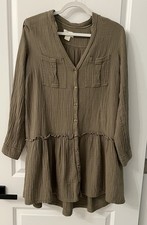 NEW ANTHROPOLOGIE Maeve Katie Utility Tunic Dress Olive Green Size 8