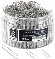 750 Paper Clips Assorted Sizes Small, Medium and Large Paper Clips for Paperw...