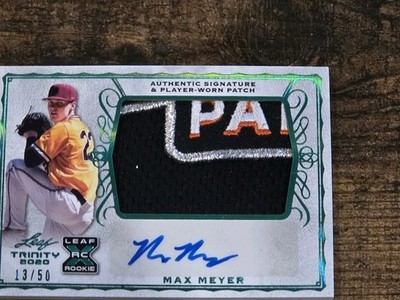 2020 LEAF TRINITY MAX MEYER AUTO PATCH #13/50   + 25 MLB CARDS   AS   MARLINS