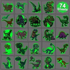 CHARLENT Glow in The Dark Dinosaur Temporary Tattoos for Kids - 74 Individual...