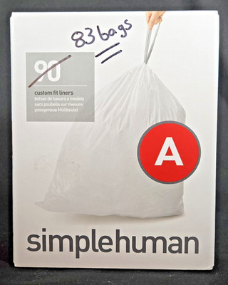 83 Liners - Simplehuman Size A Custom Fit Liners - NOB, Box is Missing 7 Liners