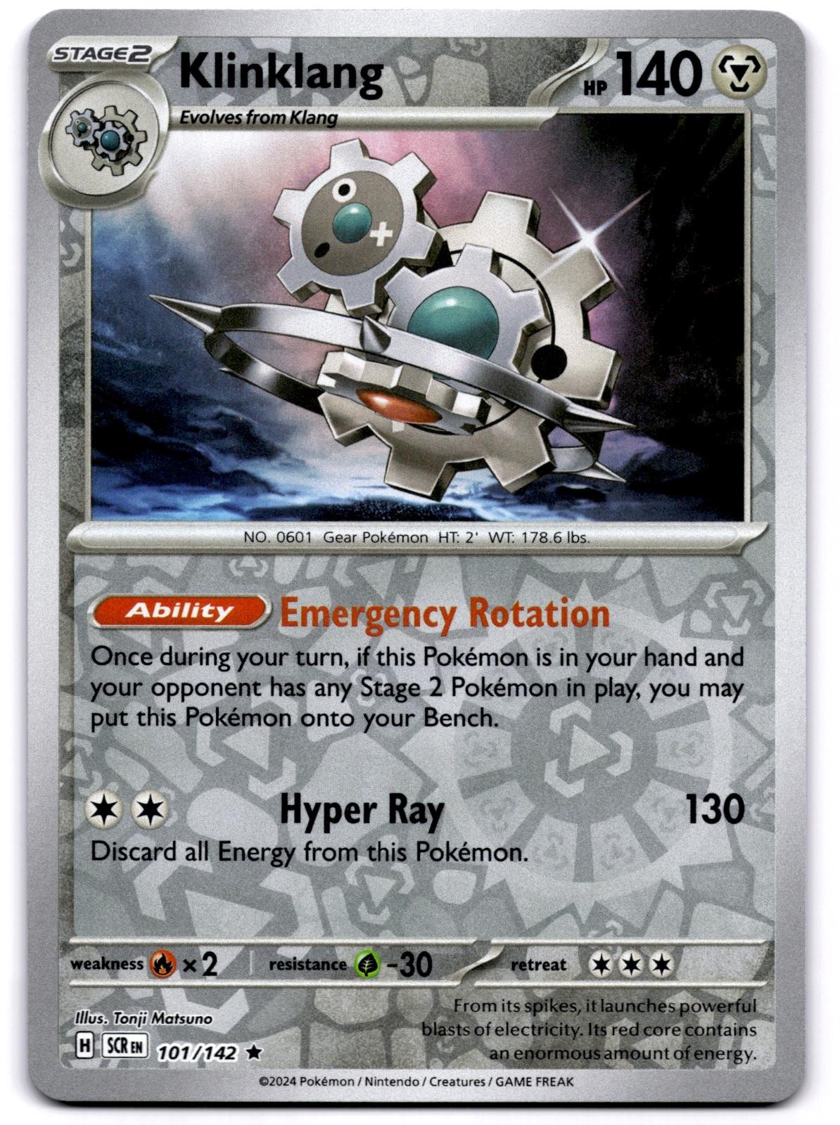 KLINKLANG 101/142 RARE STELLAR CROWN POKEMON REVERSE HOLO LIGHTLY PLAYED