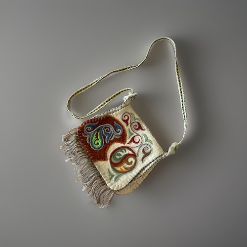 Handmade Kyrgyz Felted Wool Crossbody Bag Suzani Embroidered Fringe Boho NWT