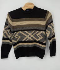 VTG Artsy Funky Knit Grandpa Sweater Size L Wool Blend Italy Cosby 80s 90s Retro