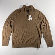 Suéter Banana Republic Para Hombre Grande Camel Lana Extra Fina 1/4 Cremallera Nuevo con Etiquetas Precio de venta sugerido por el fabricante $100
